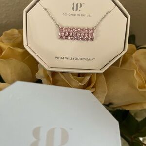 Bomb Party BP Rose Quartz Necklace “Shimmering Togetherness” Rhodium plating